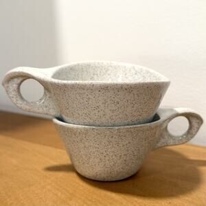 Vintage Glidden Pottery 441-A Stoneware Coffee Mug Cup Set Of 2 GreySpeckled